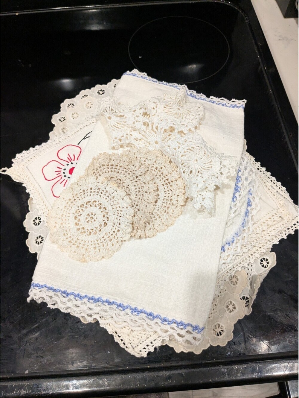 Lot 14 Vintage Crochet Lace Doilies Handmade Mixed Ivory/White Ephemera Colors